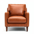 Leerstoel van bruin leer met afmetingen 80 x 80 x 85cm