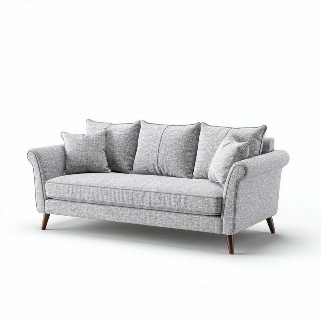 Witte bank van stof met afmetingen 150 x 80 x 70cm voor woonkamer gebruik