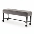 stoffen bankje met wielen 120 x 40 x 45 cm in grijs met metalen onderstel