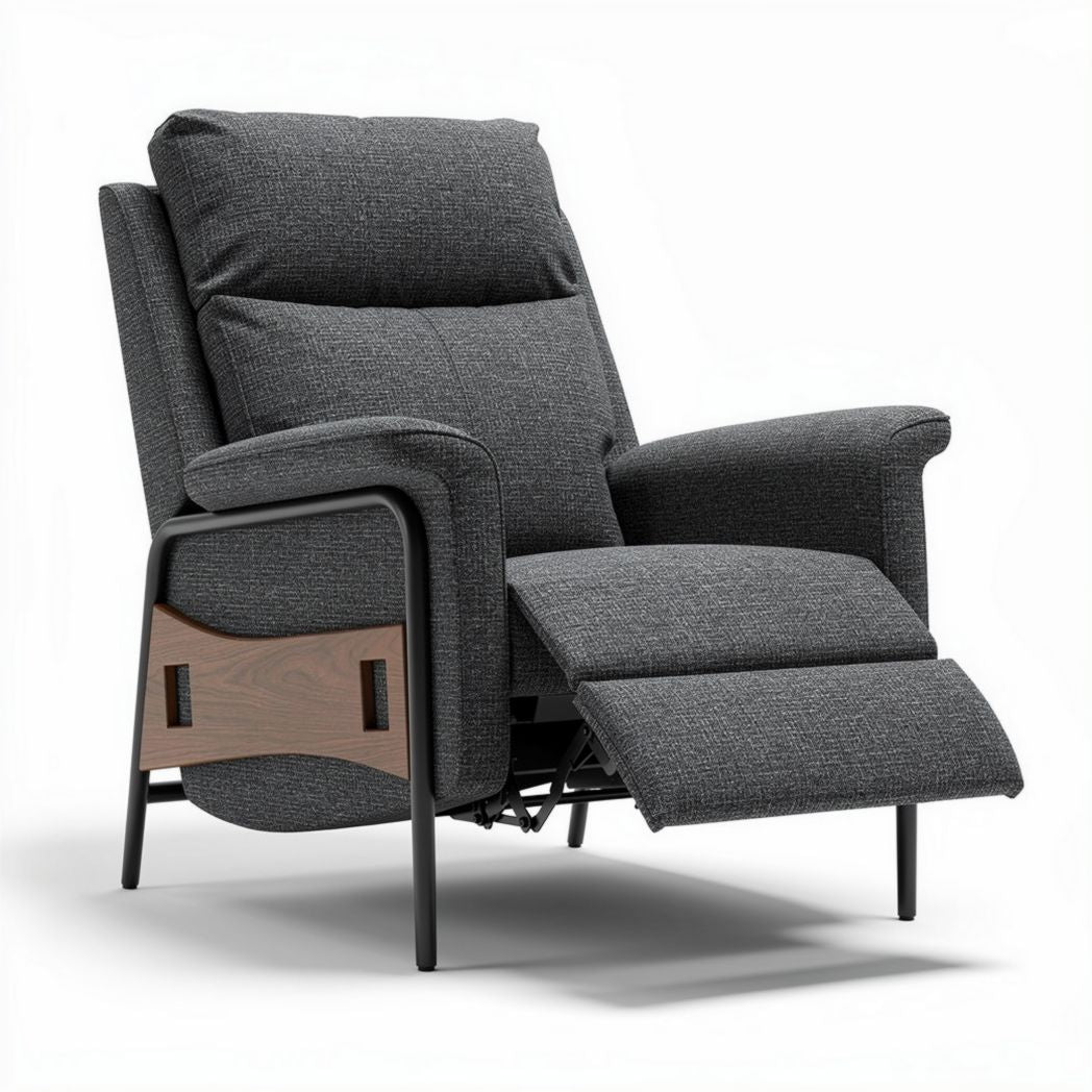Relaxfauteuil met verstelbare rugleuning en voetensteun stof grijs 85 x 80 x 100cm