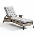 Ligbed van rotan met zwarte kussen 200 x 75 x 30cm voor tuingebruik