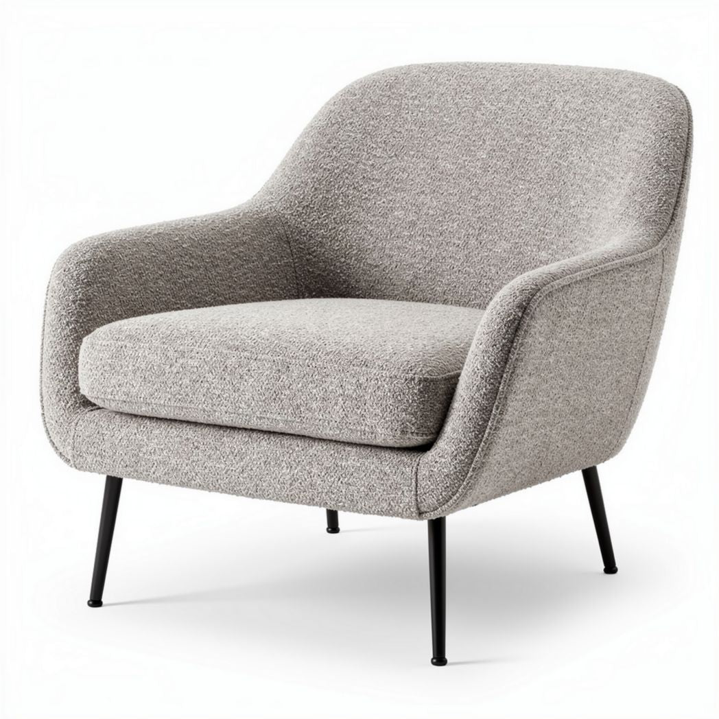 Zitstoel van stof met metalen poten in grijs 80 x 80 x 70cm