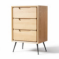 houten ladekast met drie lades en metalen poten 40 x 30 x 80cm