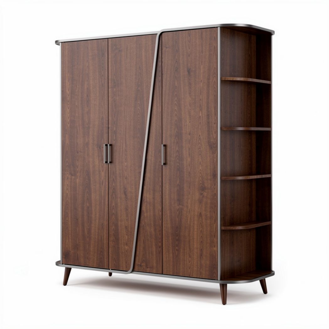 houten garderobekast met open schappen en een afmeting van 120 x 60 x 180cm